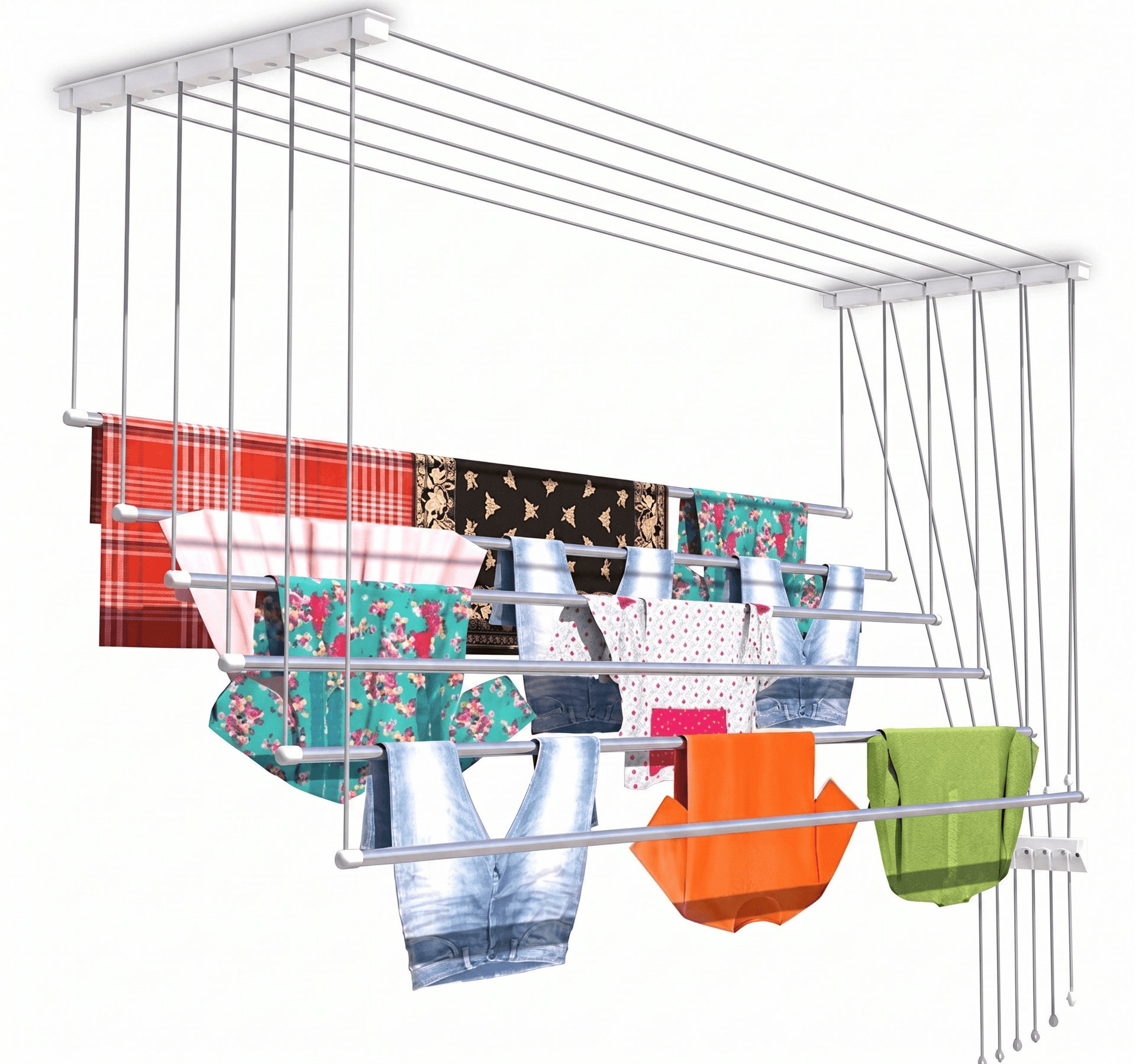 Ceiling cloth hanger with laundry loaded